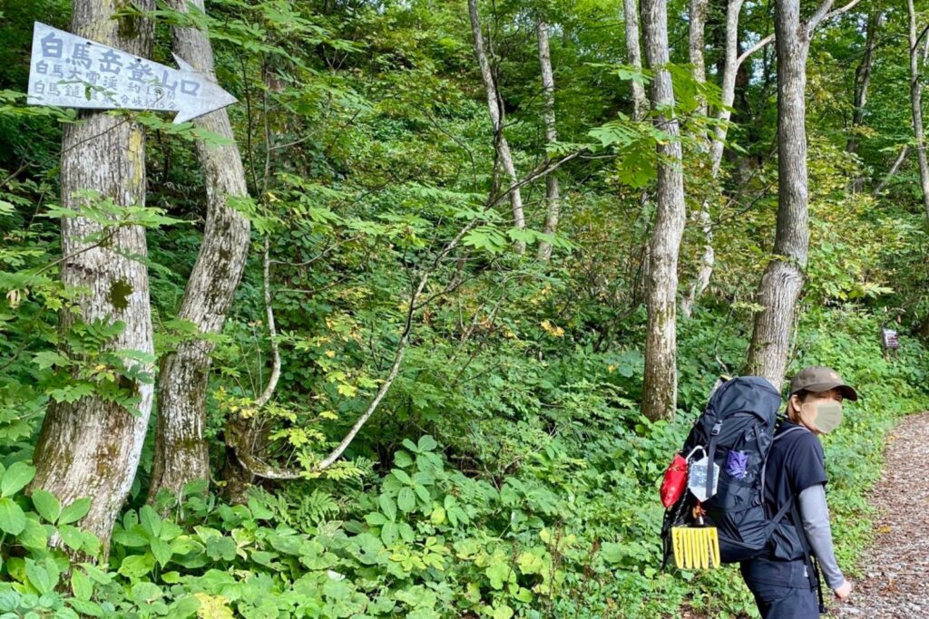 白馬岳登山口の道標。
