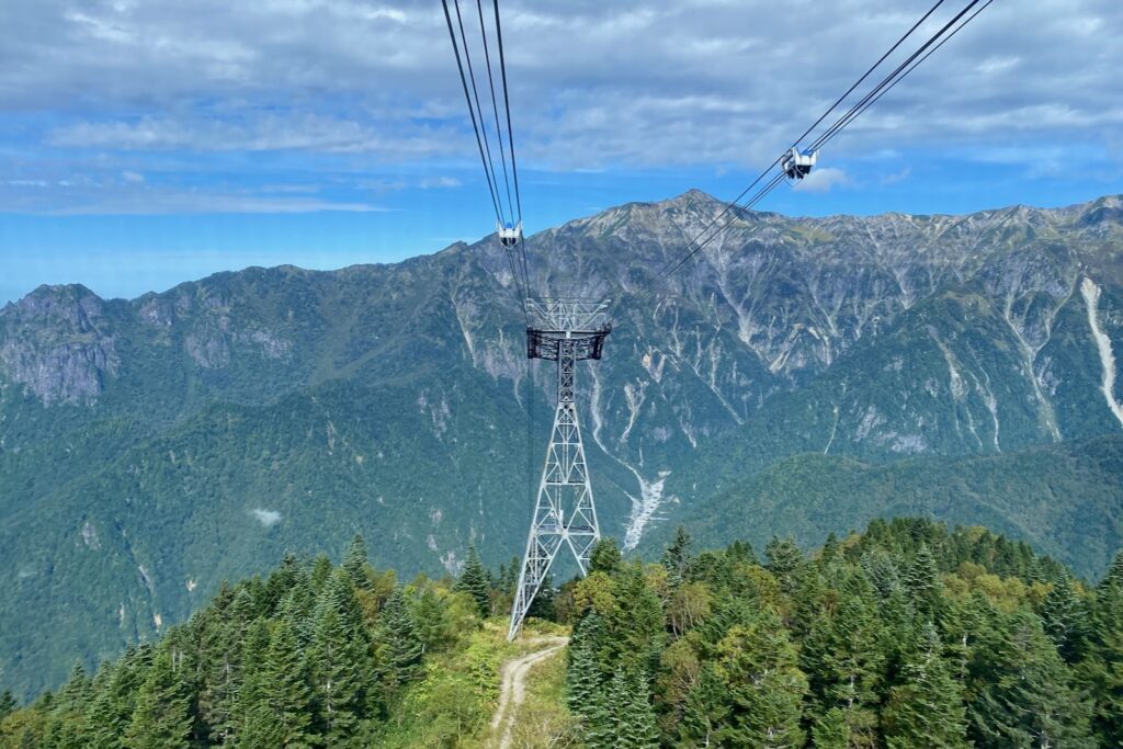 新穂高ロープウェイで下山